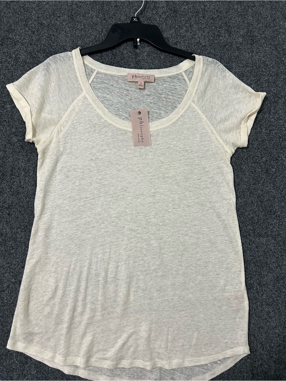 NWT philosophy Cream Short Sleeve Scoop Neck Top Women’s Size S
